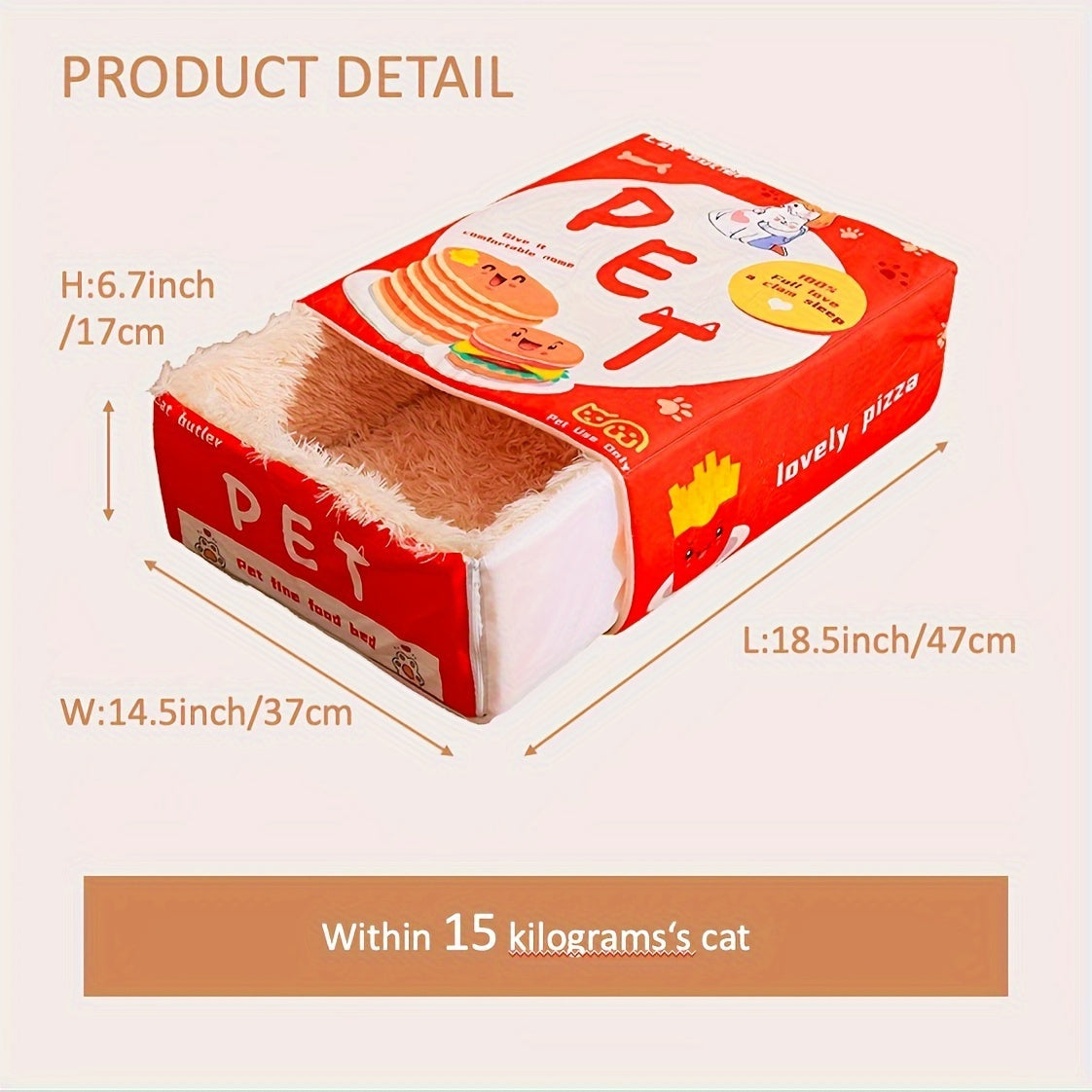 Rectangular Fully Enclosed Cat Bed All Seasons Warm Home