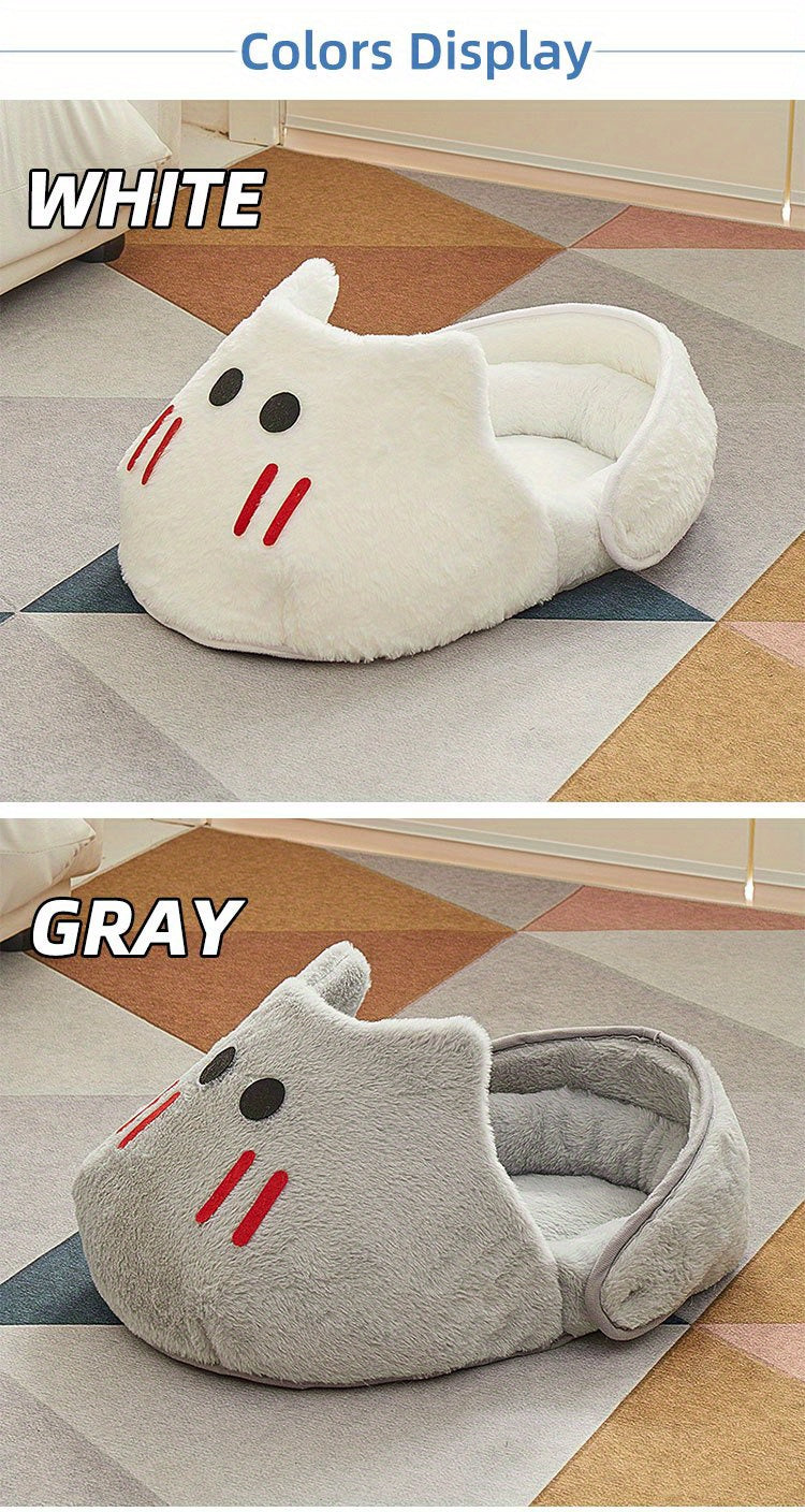Cozy Plush Cat Bed With Memory Foam Pillow And Anti Slip