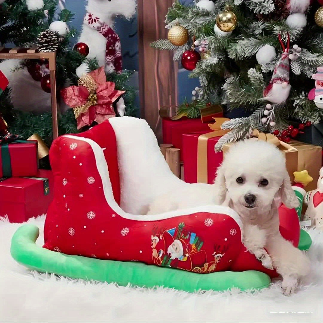 [Christmas Gift] Modern Christmas Cat Bed Winter Warm Nest, Sleigh Cat Bed for Dogs and Cats, Perfect Gift for Pet Lovers - Suitable for Small to Medium Dogs and Cats, Soft Washable, Non-Slip Bottom - Ideal Choice