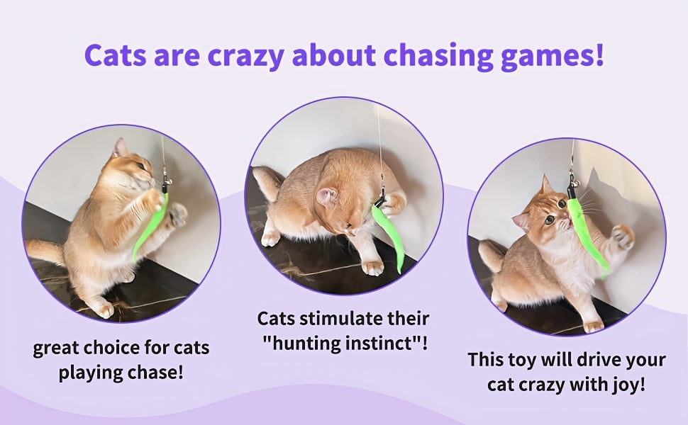 Interactive Cat Wand Toy With Retractable Feather Refills