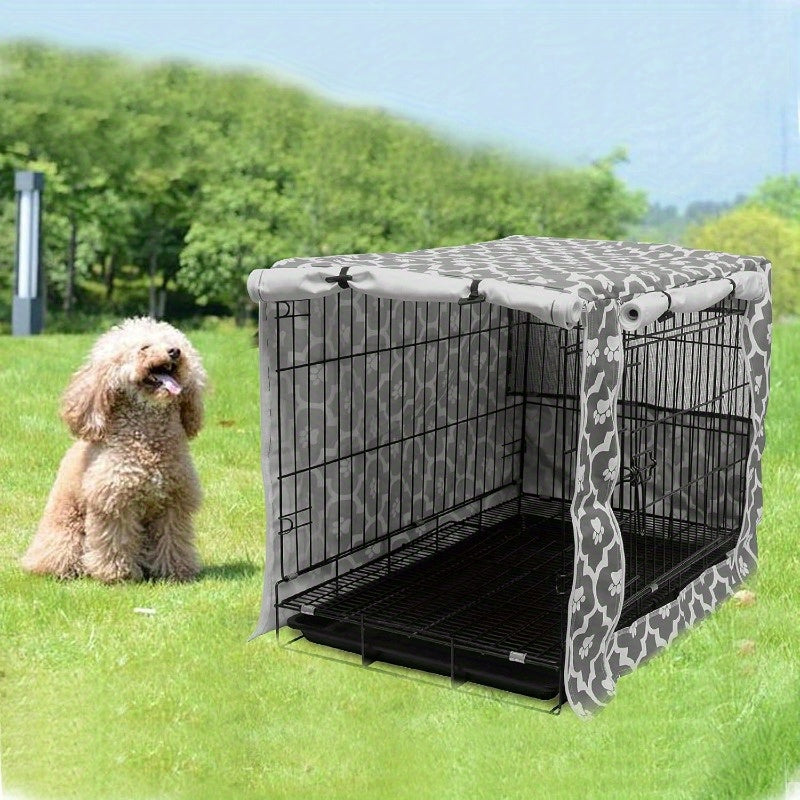 Gray Soles Dog Crate Cover Universal Fit Durable Polyester