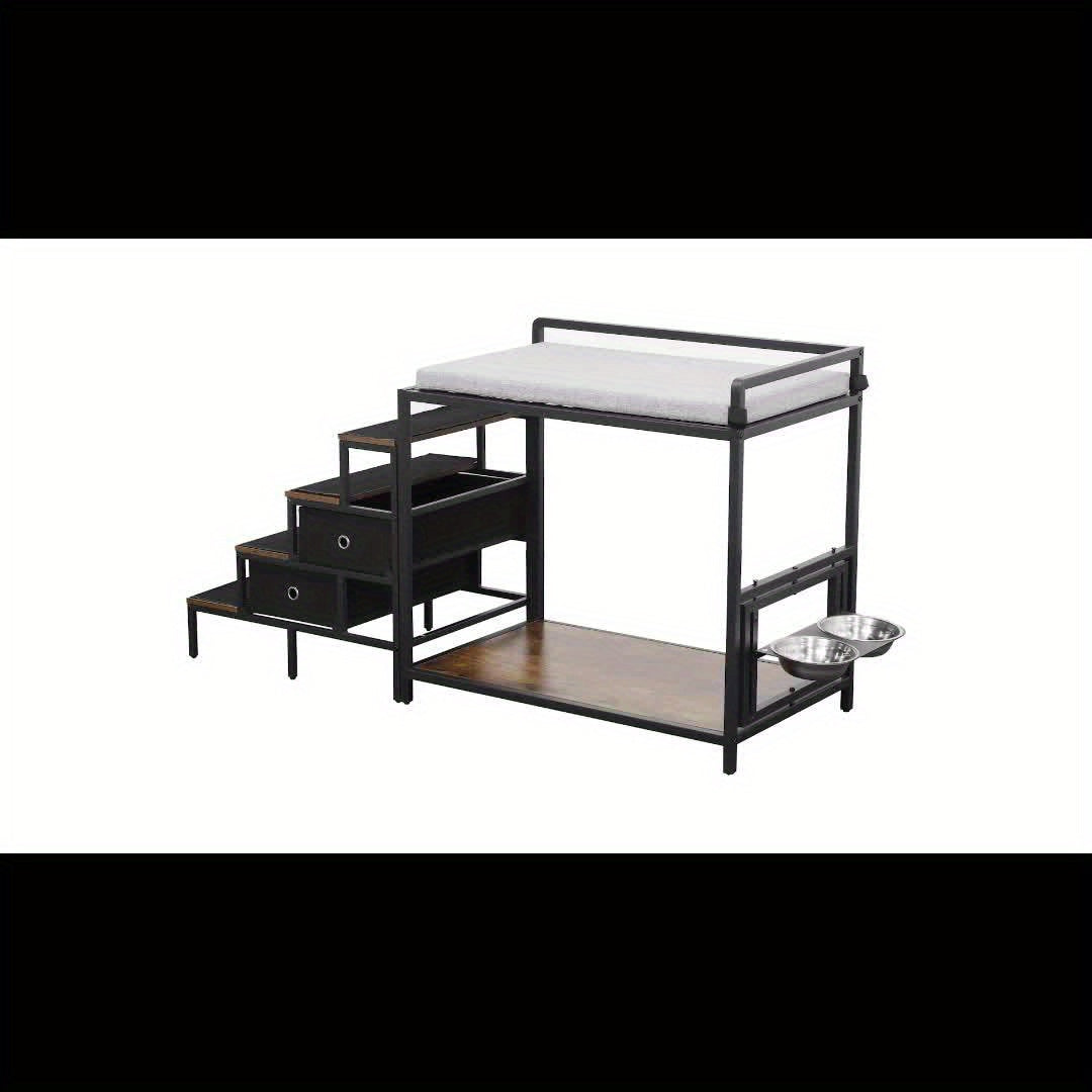 4-Step Pet Tree House With Stairs And Elevated Feeder