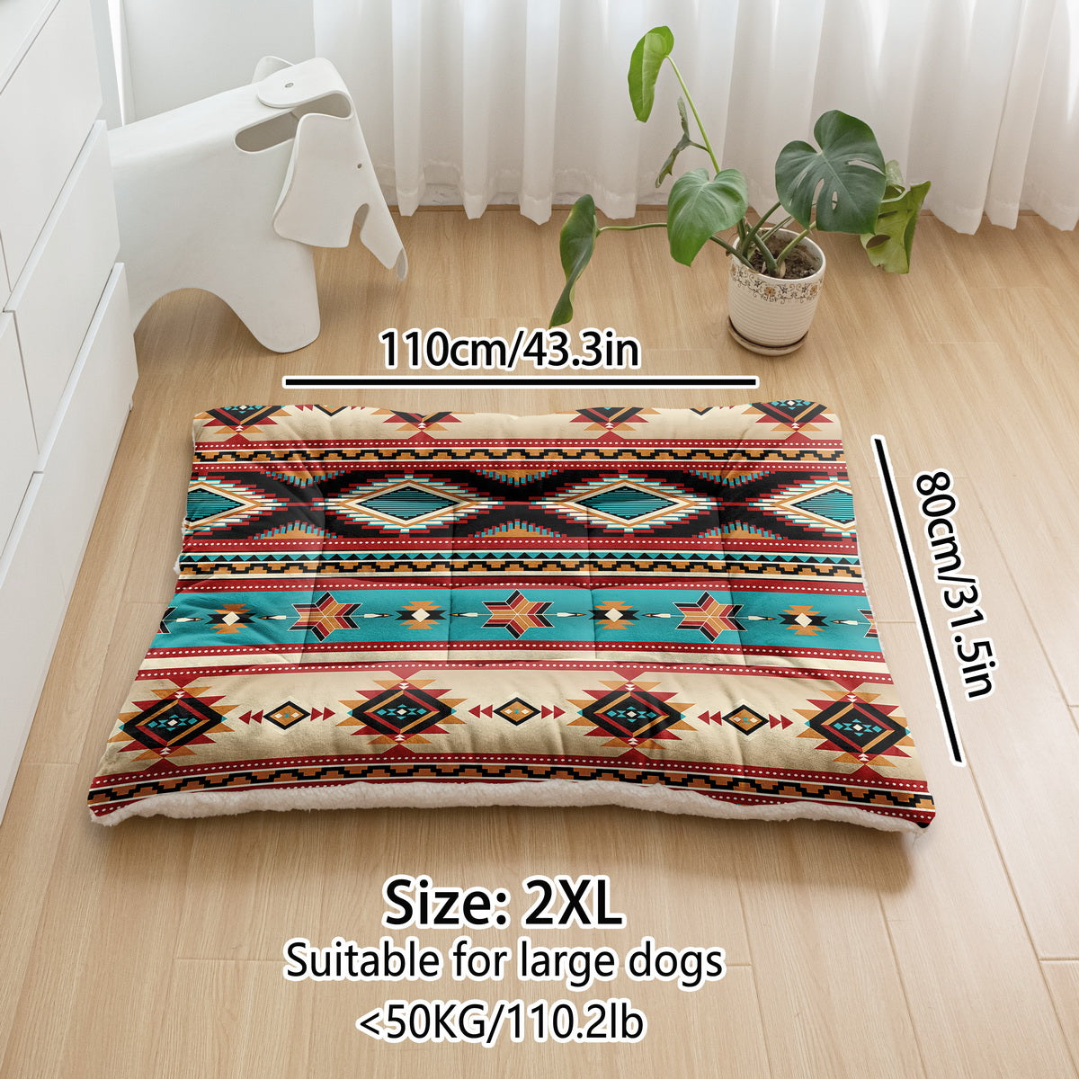 Soft Flannel Dog Sofa Bed And Aztec Geometric Kennel Pad