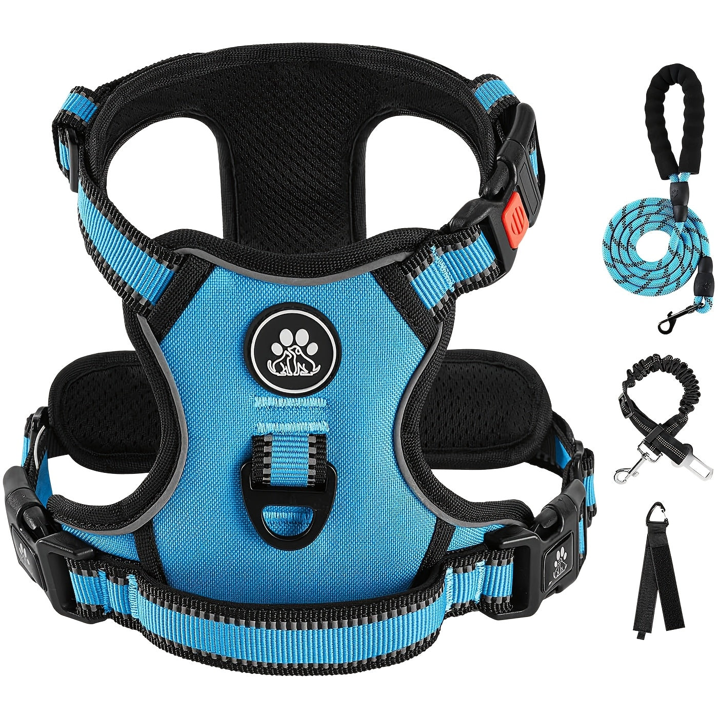 No Pull Reflective Dog Harness and Collar Set for All Dogs