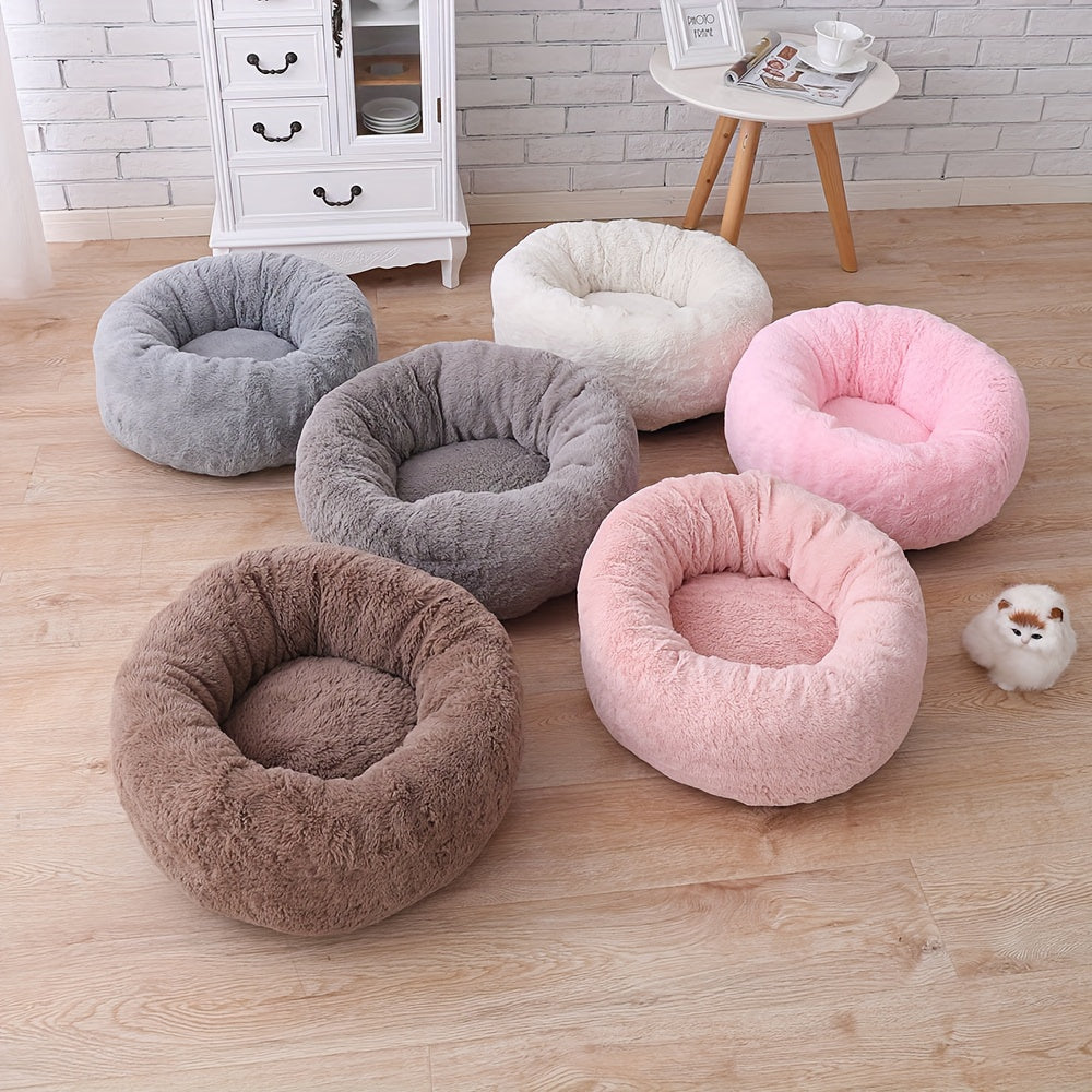 CANILE Plush Dog Cat Bed Round Nest Christmas Blanket