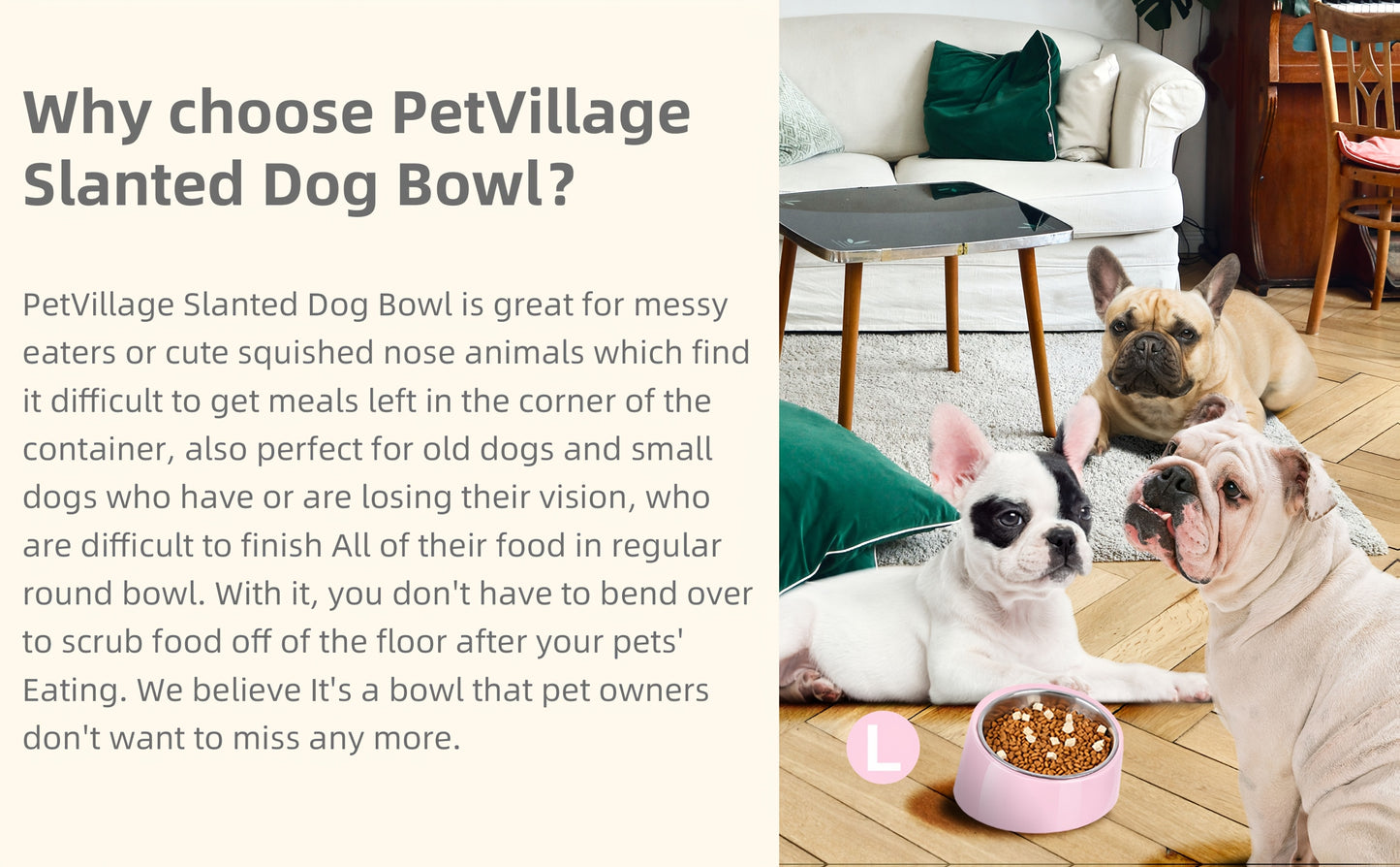 Slanted Dog Bowl Stainless Steel Non Slip Melamine Stand