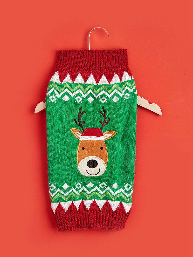 Christmas Santa Claus Knit Dog Sweater Acrylic Winter Pet Apparel