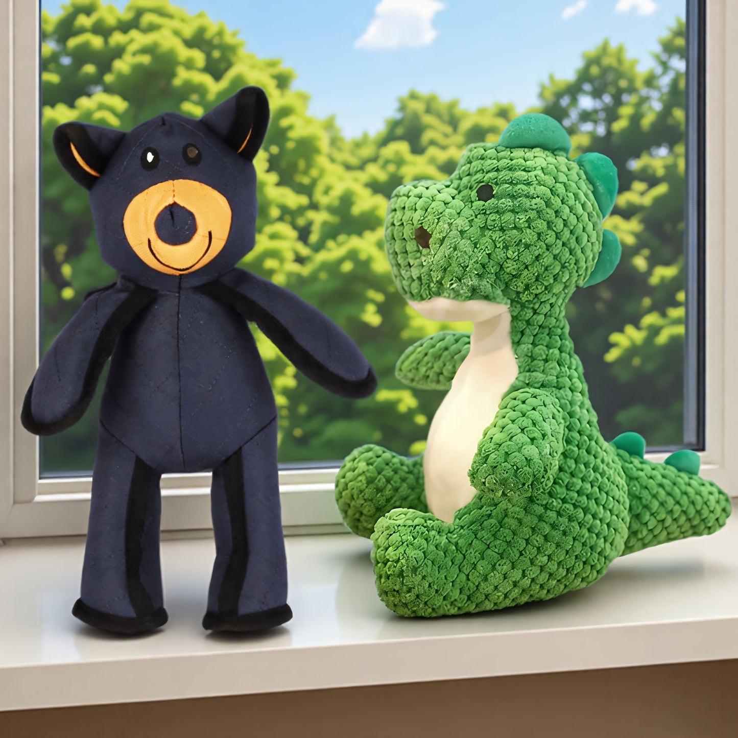 Indestructible Bear Dog Toys Two Shapes Extreme Chew Squeak