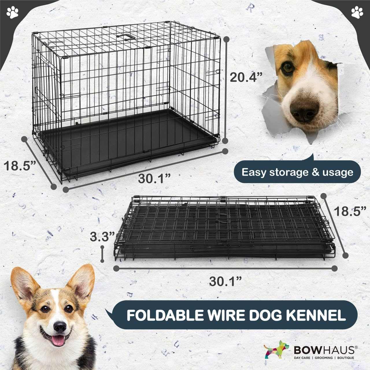 CAPHAUS Foldable Dog Crate With Divider And Leakproof Pan