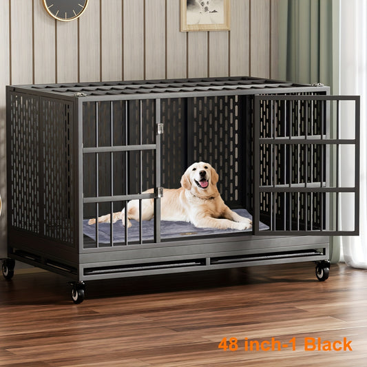 SNUOWUDog Heavy Duty Dog Crate With Wheels