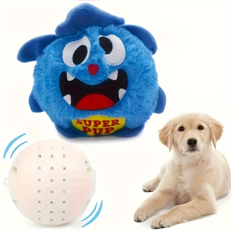 Teddy Run Interactive Monster Plush Ball Dog Toy Squeaky Fun
