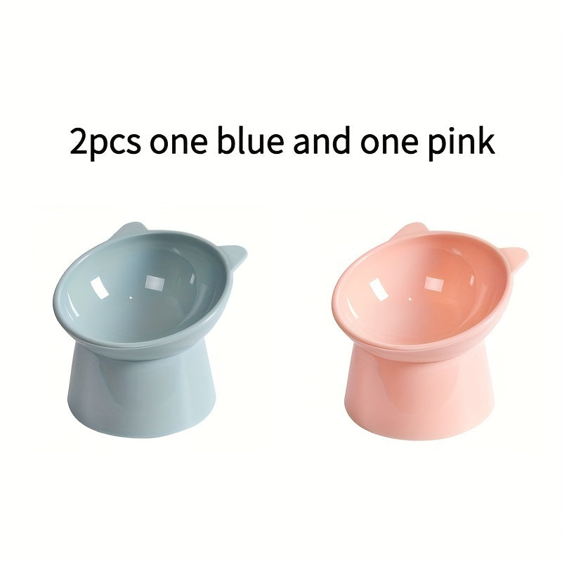 Elevated Tilted Cat Bowls Anti Vomiting Feeder With Diagonal Neck Non Slip