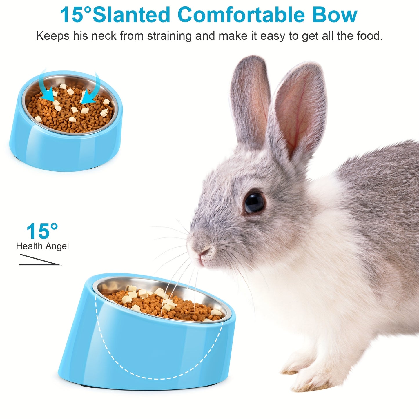 Slanted Dog Bowl Stainless Steel Non Slip Melamine Stand