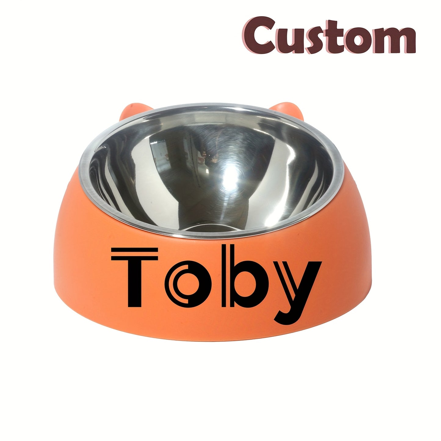 Customizable Stainless Steel Cat Bowl With Personalized Name