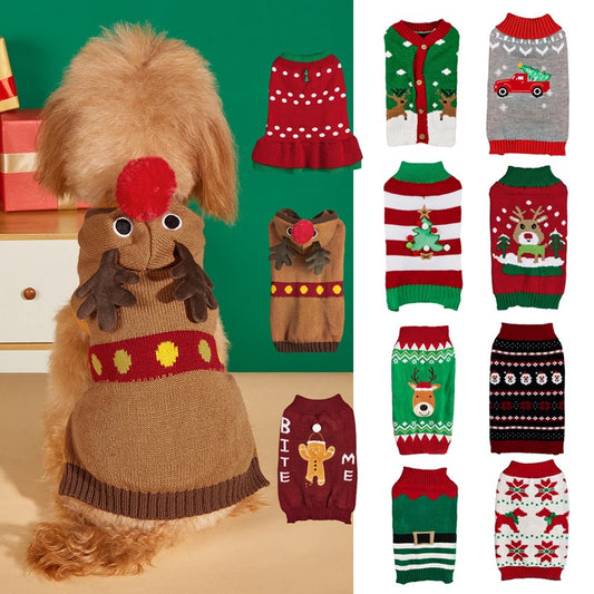 Christmas Santa Claus Knit Dog Sweater Acrylic Winter Pet Apparel