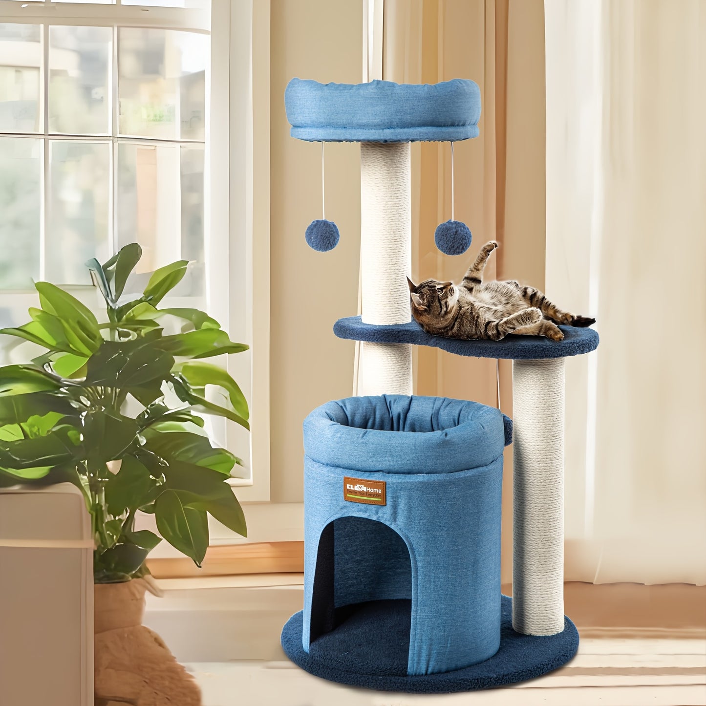CLEVAHOME Cozy Cat Tree with Scratching Posts and Perches