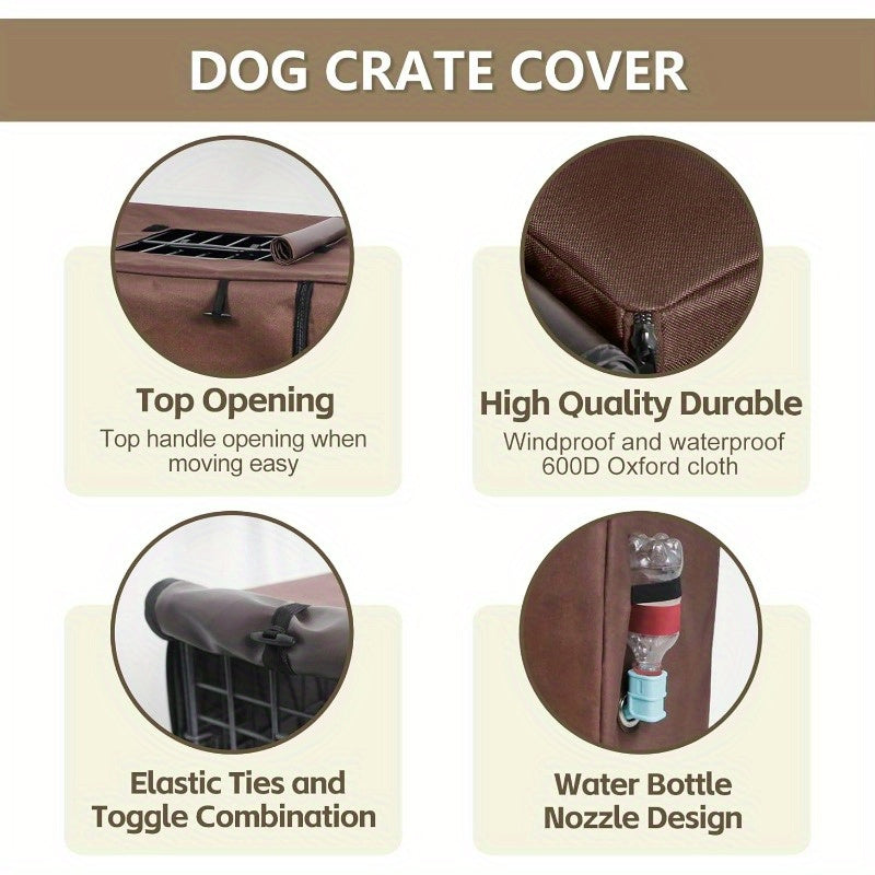 Waterproof Dog Crate Cover with Water Bottle Nozzle Access