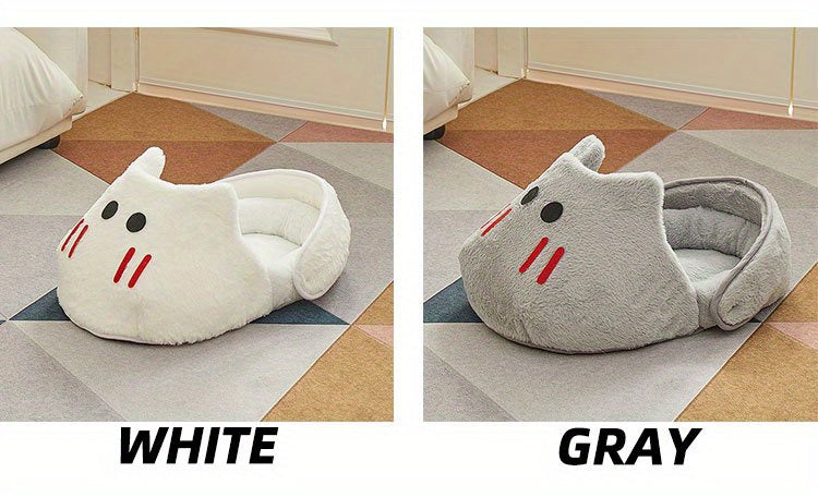 Cozy Plush Cat Bed With Memory Foam Pillow And Anti Slip