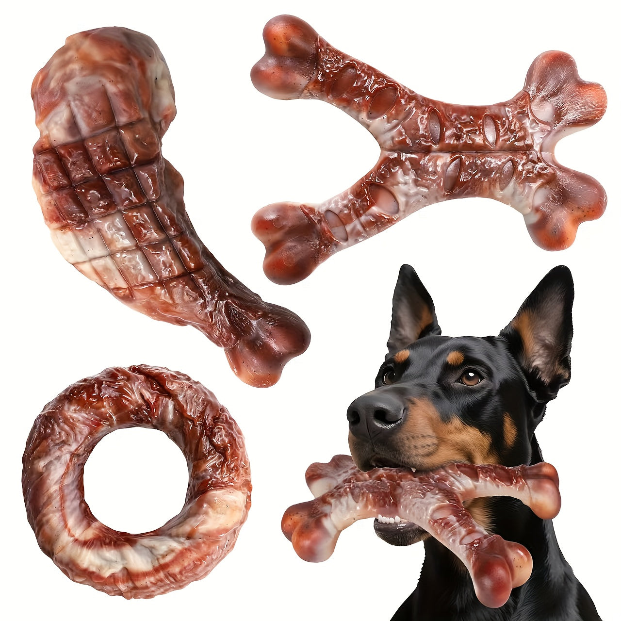 3 Pack Durable Nylon Dog Chew Toys For Large Breeds Bone Shaped