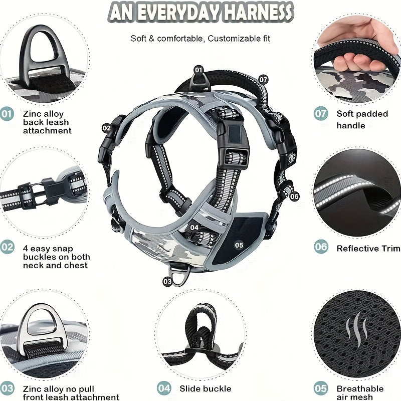 Reflective No-Pull Dog Harness with Handle for Easy Training