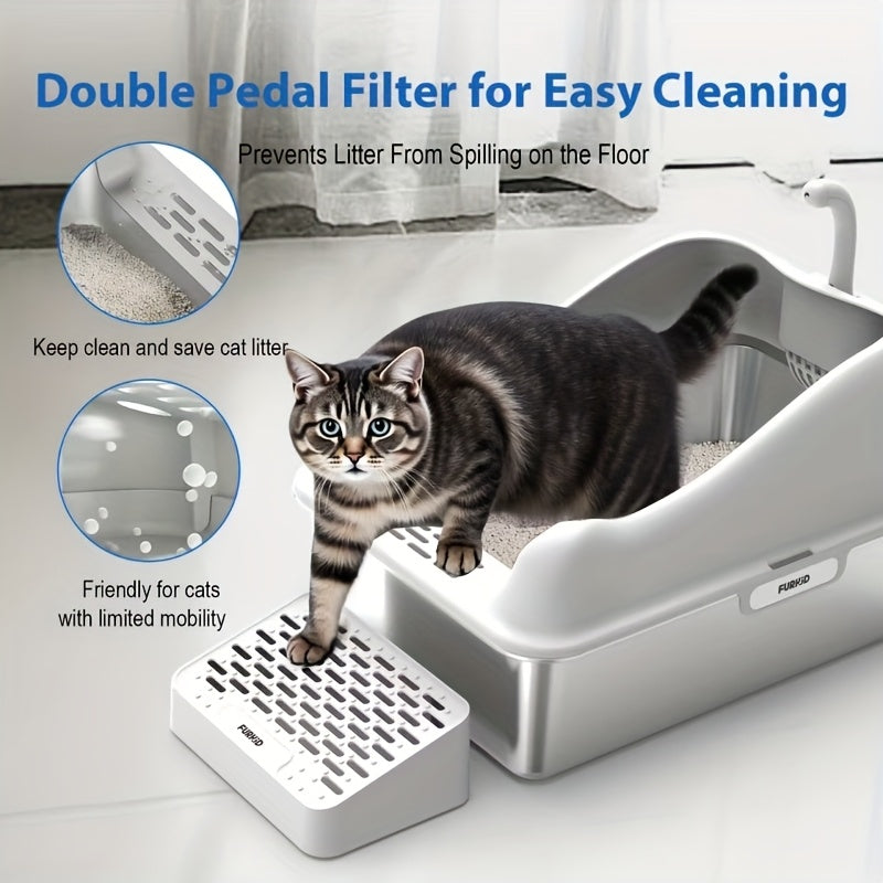 Stainless Steel Enclosed Cat Litter Box With High Edge Leakproof