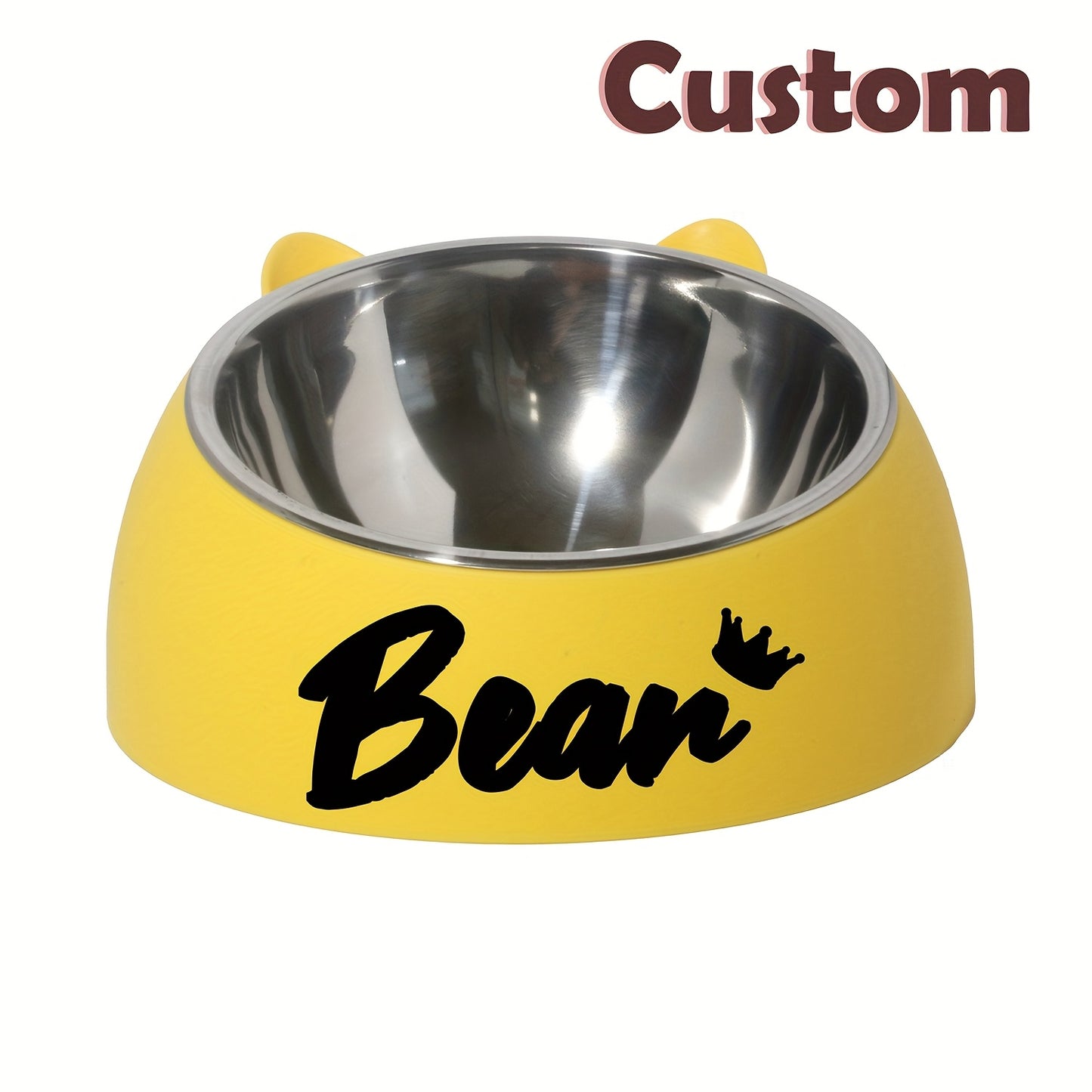 Customizable Stainless Steel Cat Bowl With Personalized Name