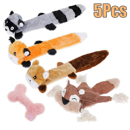 5pcs Durable Crinkle Squeaky Pet Toys - Plush Stuffless Toys for Small, Medium, Large Dogs, Teething-Friendly for Aggressive Chewers, Stimulating Puppy Toys for Boredom, Interactive Play, And Mental Stimulation