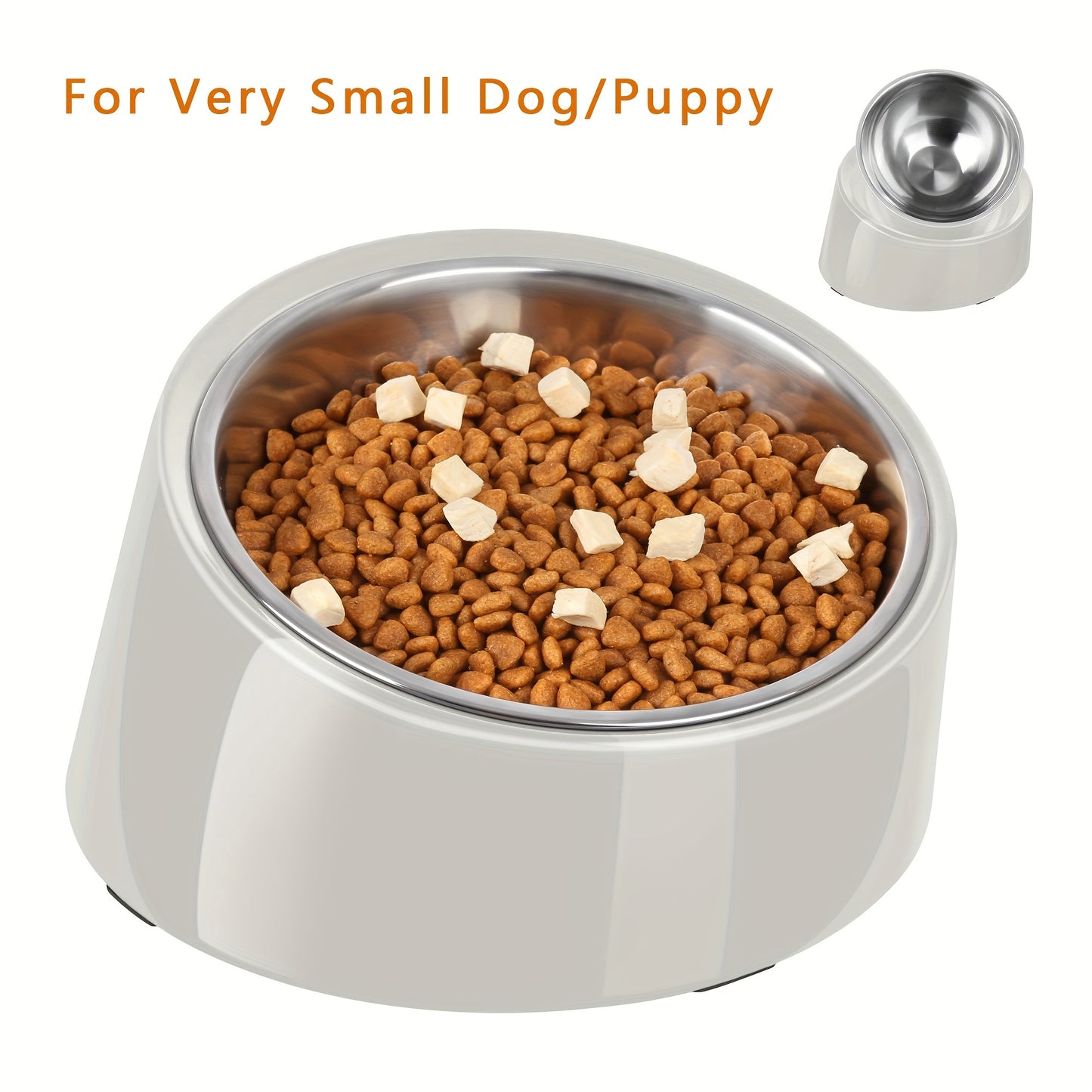 Slanted Dog Bowl Stainless Steel Non Slip Melamine Stand