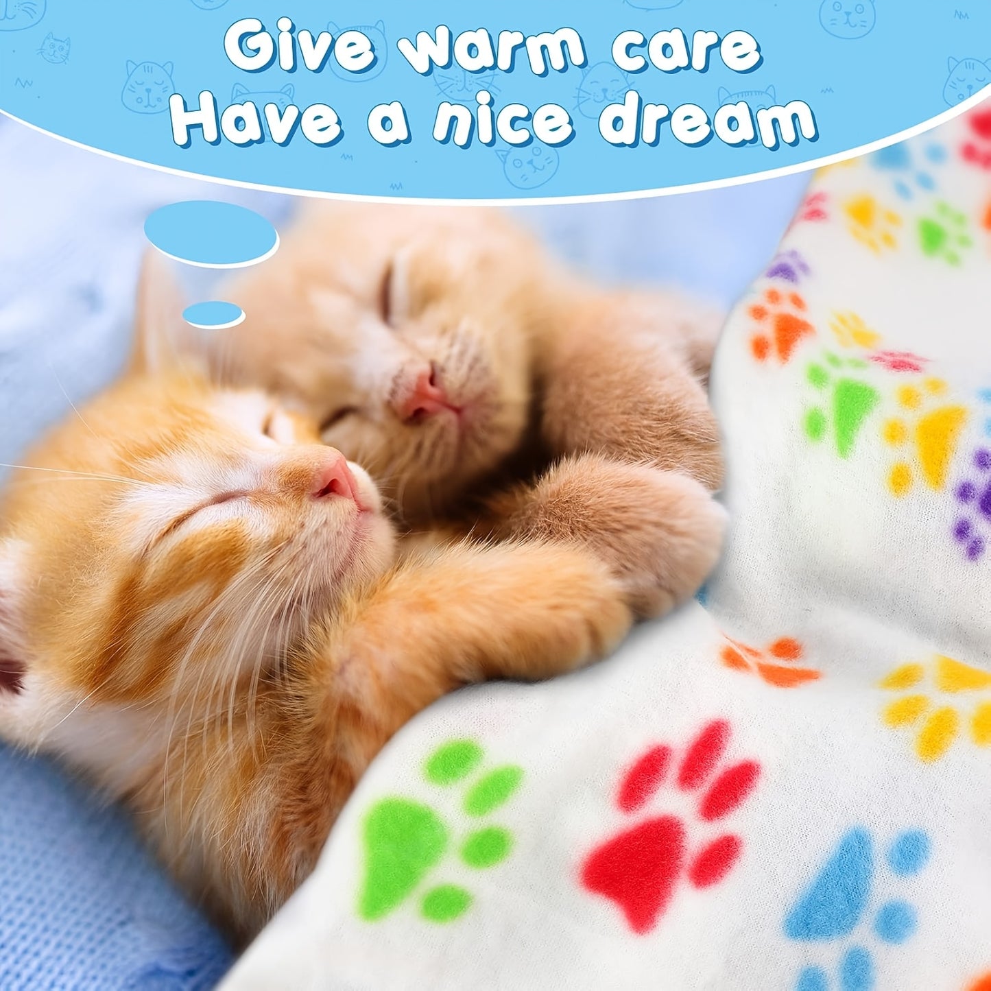 Soft Fleece Puppy Blankets With Playful Paw Prints For Pets