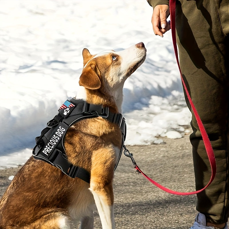 Reflective Service Dog Harness Set With Leash 5 Patches Kit