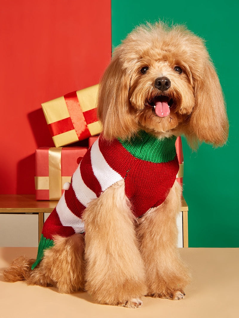 Christmas Santa Claus Knit Dog Sweater Acrylic Winter Pet Apparel
