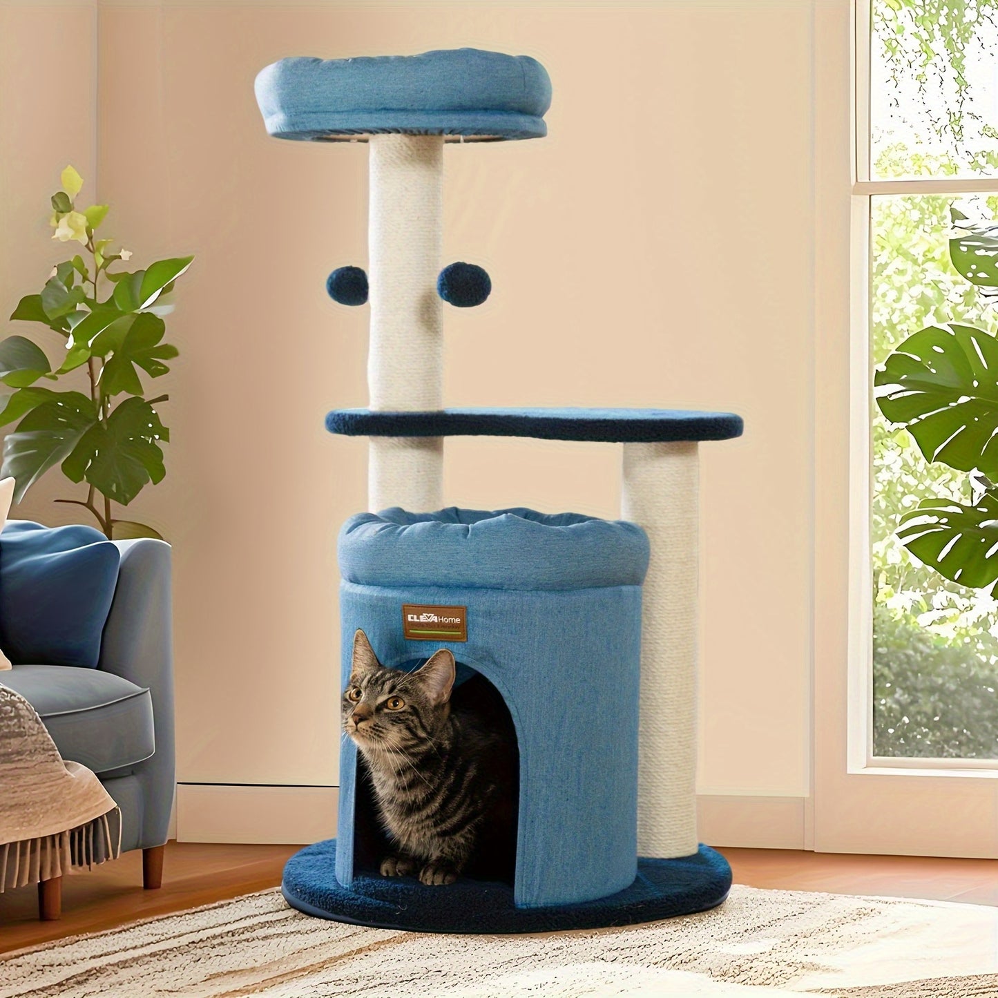 CLEVAHOME Cozy Cat Tree with Scratching Posts and Perches