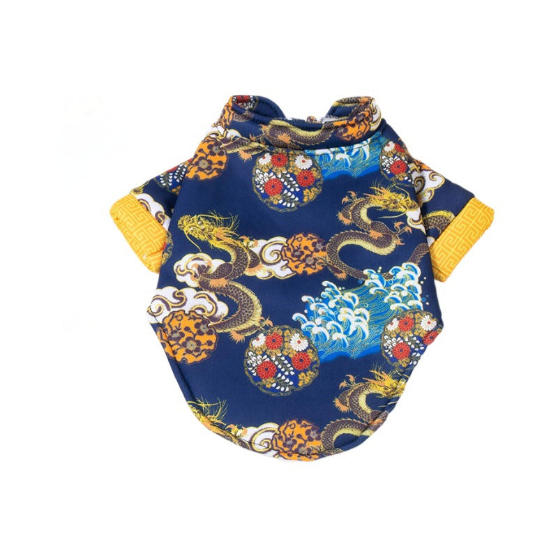Chinese Style Dragon Robe for Dogs Warm Retro Pet Apparel