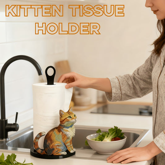 Cat Shaped Iron Paper Towel Holder Cute Desktop Organizer Kitchen