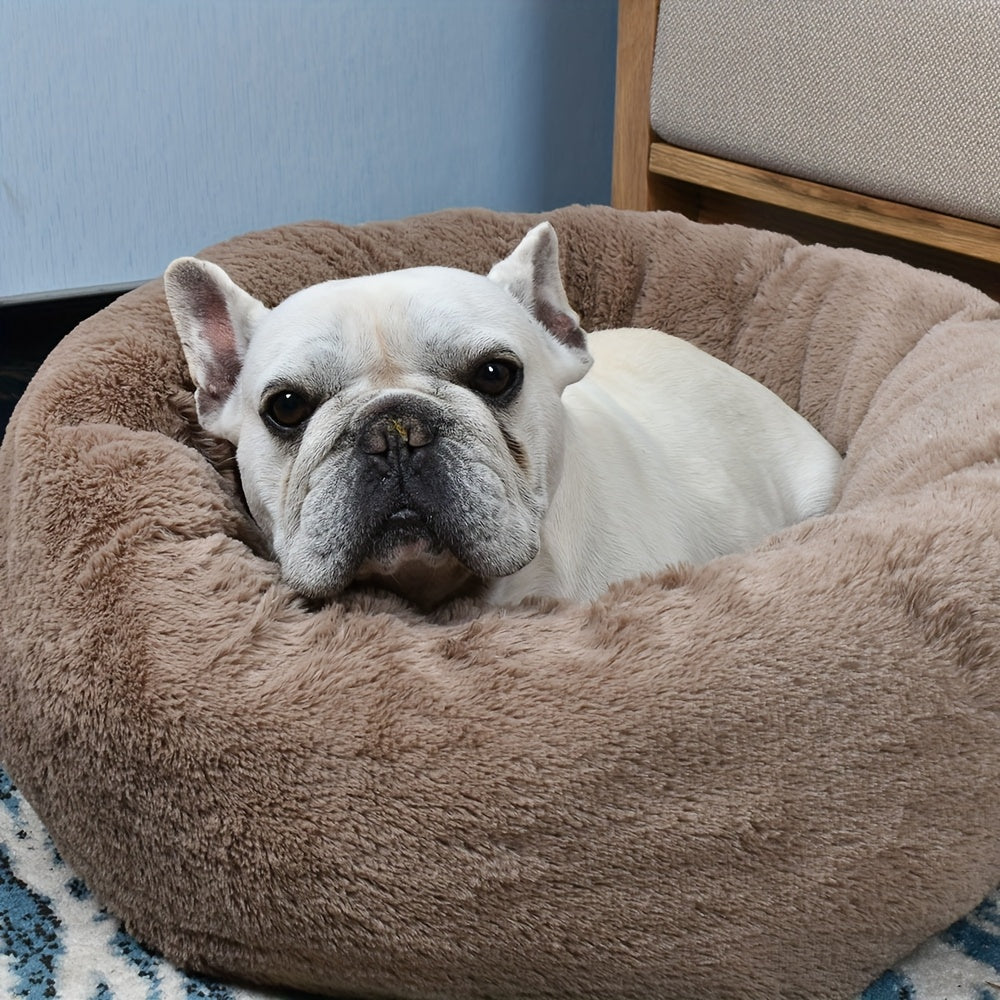 CANILE Plush Dog Cat Bed Round Nest Christmas Blanket