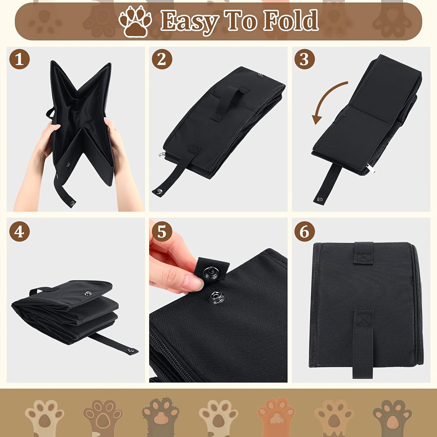 Portable Collapsible Cat Litter Box Zipper Lid for Travel