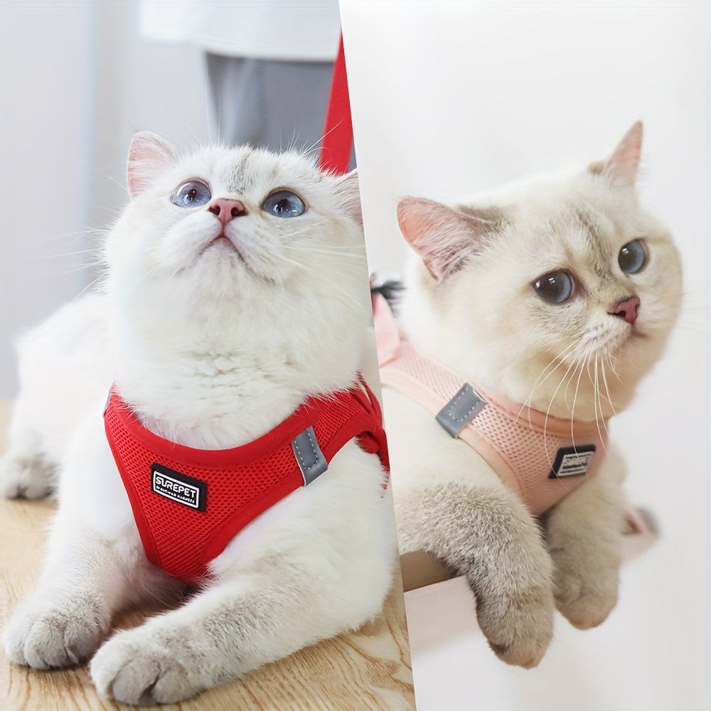Adjustable Cat Harness with Reflective Strap for Safe Walking
