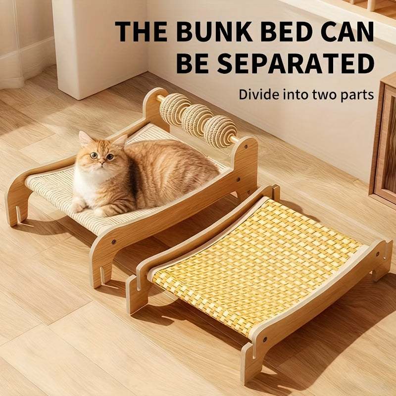 2-in-1 Double Layer Cat Bed & Scratching Post, Stackable Cat Tree Condo with Sisal Scratching Surface, Removable Washable Cushion, Multi-Level Platforms for Large Cats - Space-Saving Furniture, Ideal Gift for Cat Owners