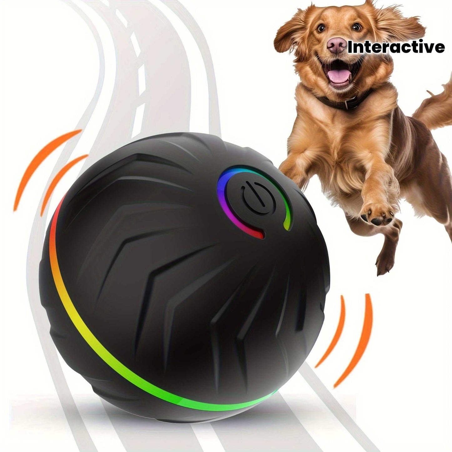 Smart Dog Teasing Ball, Interactive, Random Rolling & Jumping, Colorful Lights, Super Long 4-Hour Life, Includes Charging Cable & Manual, Multi-Surface Rolling & Jumping, Suitable for Tile Floors, Lawns, and Carpets