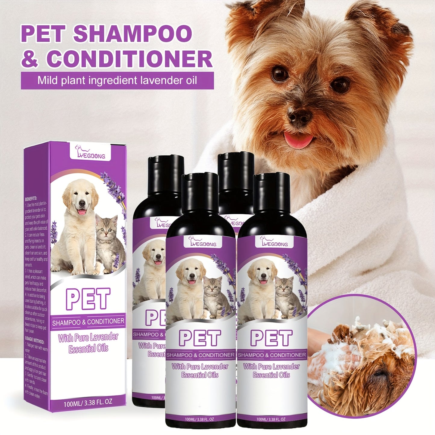 Non-Knotting Pet Shampoo for Smooth Hair and Itchy Skin