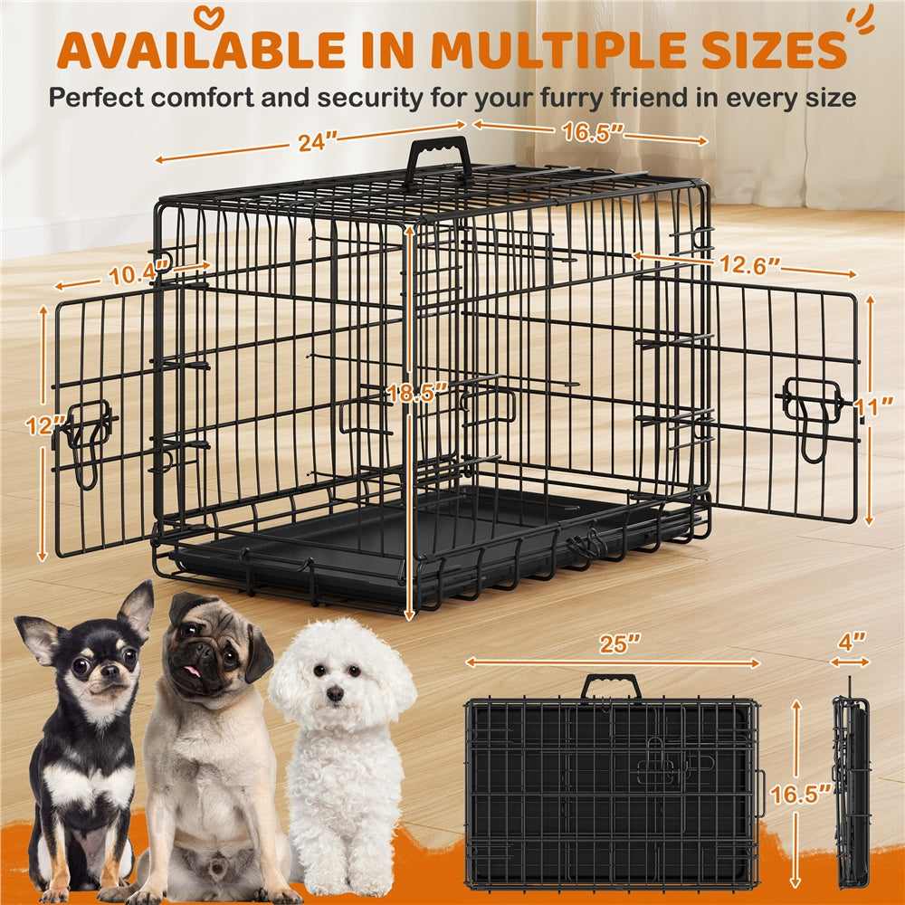 Costoffs Foldable Metal Cage For Dogs And Chickens With Divider And Removable Tray Portable Travel Cage