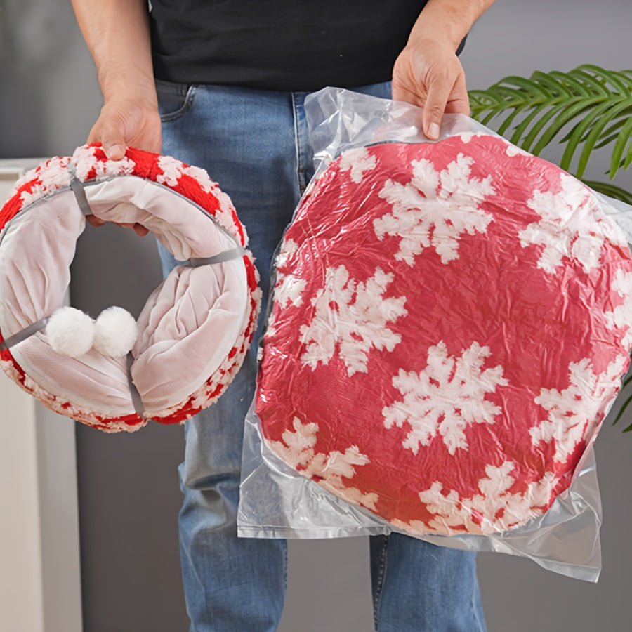 Playfu Christmas Cat Tunnel Bed Plush Donut For Cats