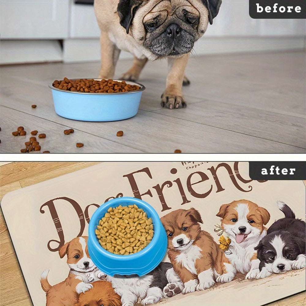 Water-Absorbing Anti-Slip Dog Bowl Mats for Mess-Free Feeding