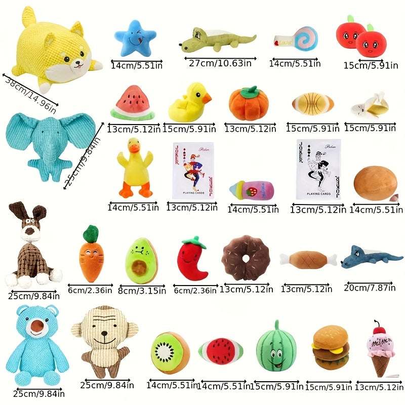 14pcs soft plush dog chew toys set for interactive play and mental stimulation